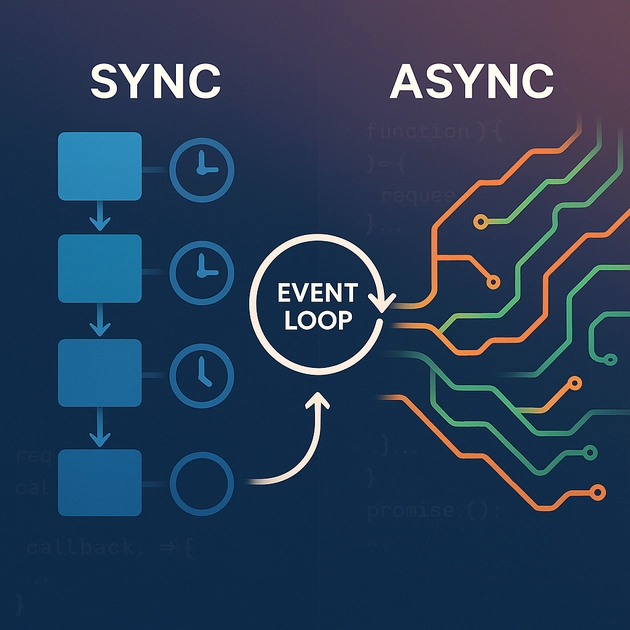 동기와 비동기 프로그래밍의 차이를 시각적으로 보여주는 다이어그램, 블로킹과 논블로킹 처리 방식 비교