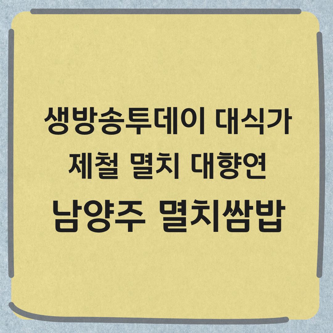 생방송투데이 대식가 남양주 제철 멸치 쌈밥 맛집 위치 가격 정보