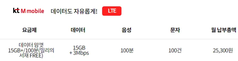 KT M모바일-KT-알뜰폰-요금제(데이터 무제한)