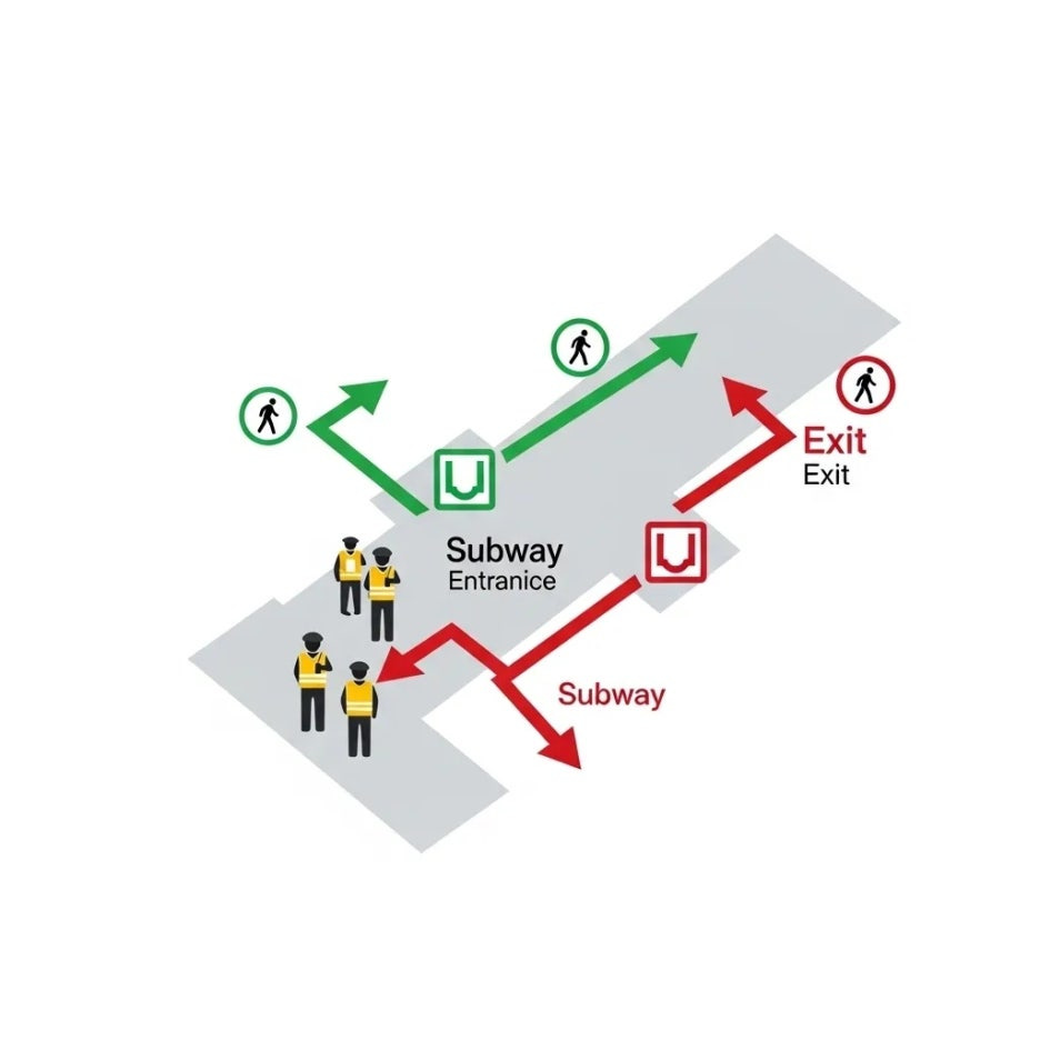 광화문 근처 지하철역 이용 안내와 인파 흐름