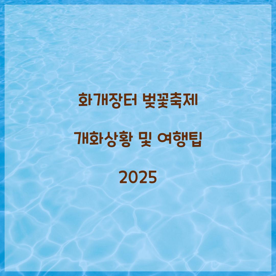 화개장터 벚꽃축제 개화상황