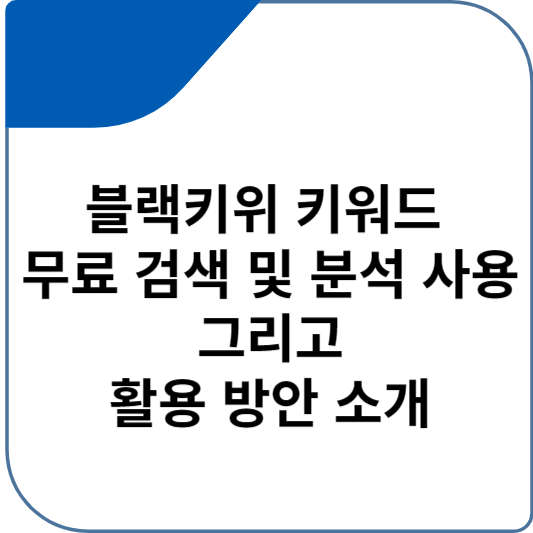블랙키위 키워드 무료 검색 및 분석 사용 그리고 활용 방안 소개