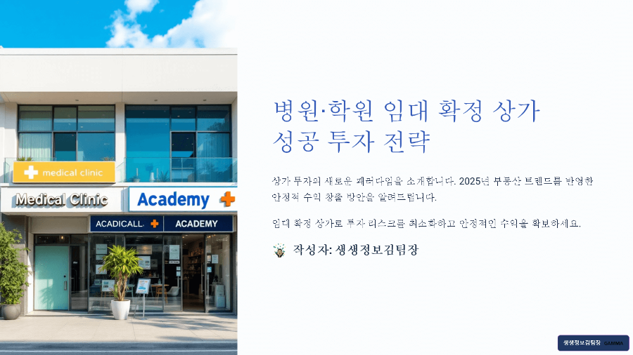 병원,학원 임대 확정 상가 성공 투자 전략