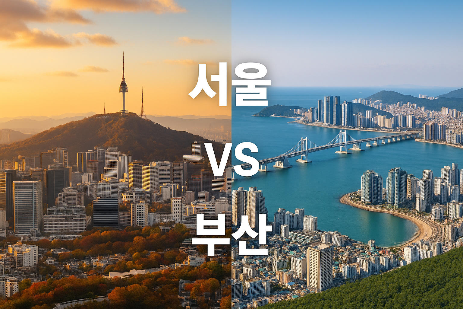 서울과 부산의 인기 술 비교