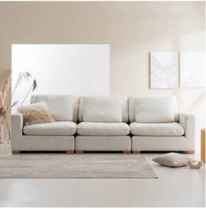 웰퍼니쳐 코쿤 패브릭 모듈 4인 소파 방문설치, 화이트