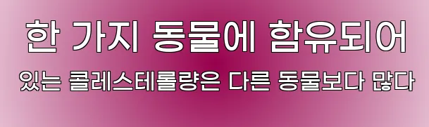  한 가지 동물에 함유되어 있는 콜레스테롤량은 다른 동물보다 많다