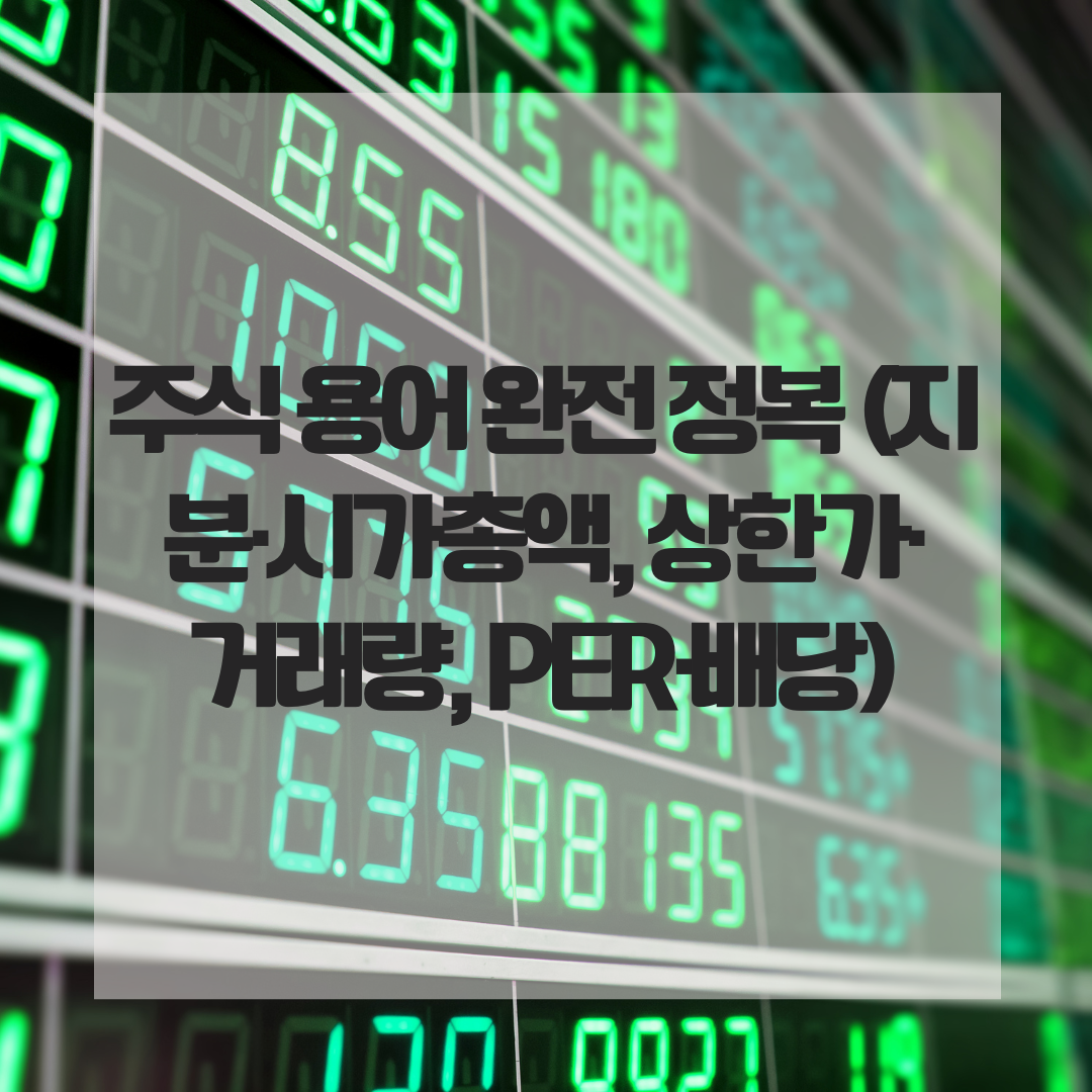 주식 용어 완전 정복 (지분&middot;시가총액, 상한가&middot;거래량, PER&middot;배당)