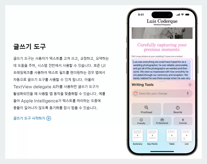 애플 디벨로퍼 글쓰기 도구