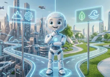 OpenClaw (오픈클로, 구 클로드봇) : OpenClaw 사용(도전과 학습이 필요한 길)과 안정적인 대안 도구 사용(평온하고 쉬운 길) 사이에서 선택을 고민하는 로봇의 모습.