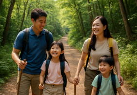 태백에서 산행 하면서 자연체험 하는 가족