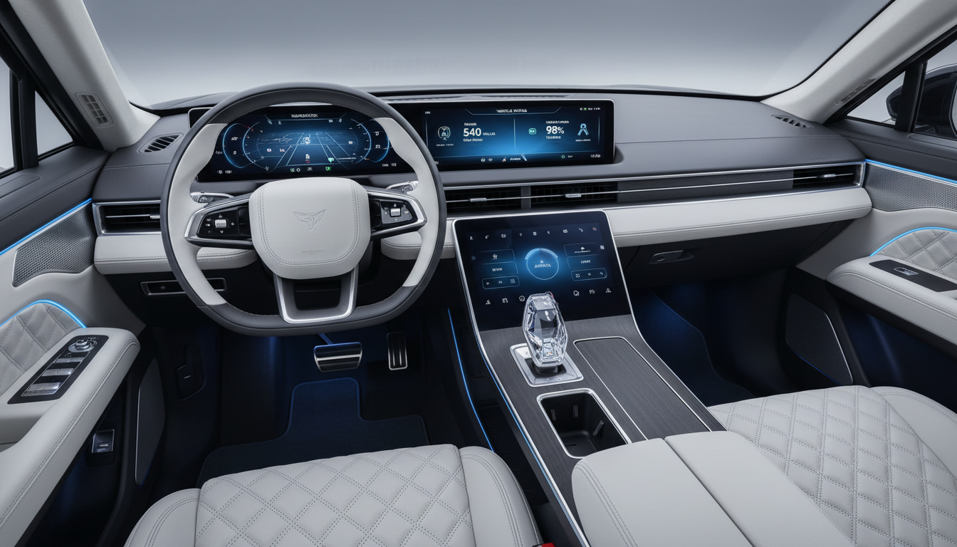 대형 커브드 디스플레이와 크리스털 기어 노브가 적용된 2026 BMW X5 풀체인지 고급스러운 실내 인테리어