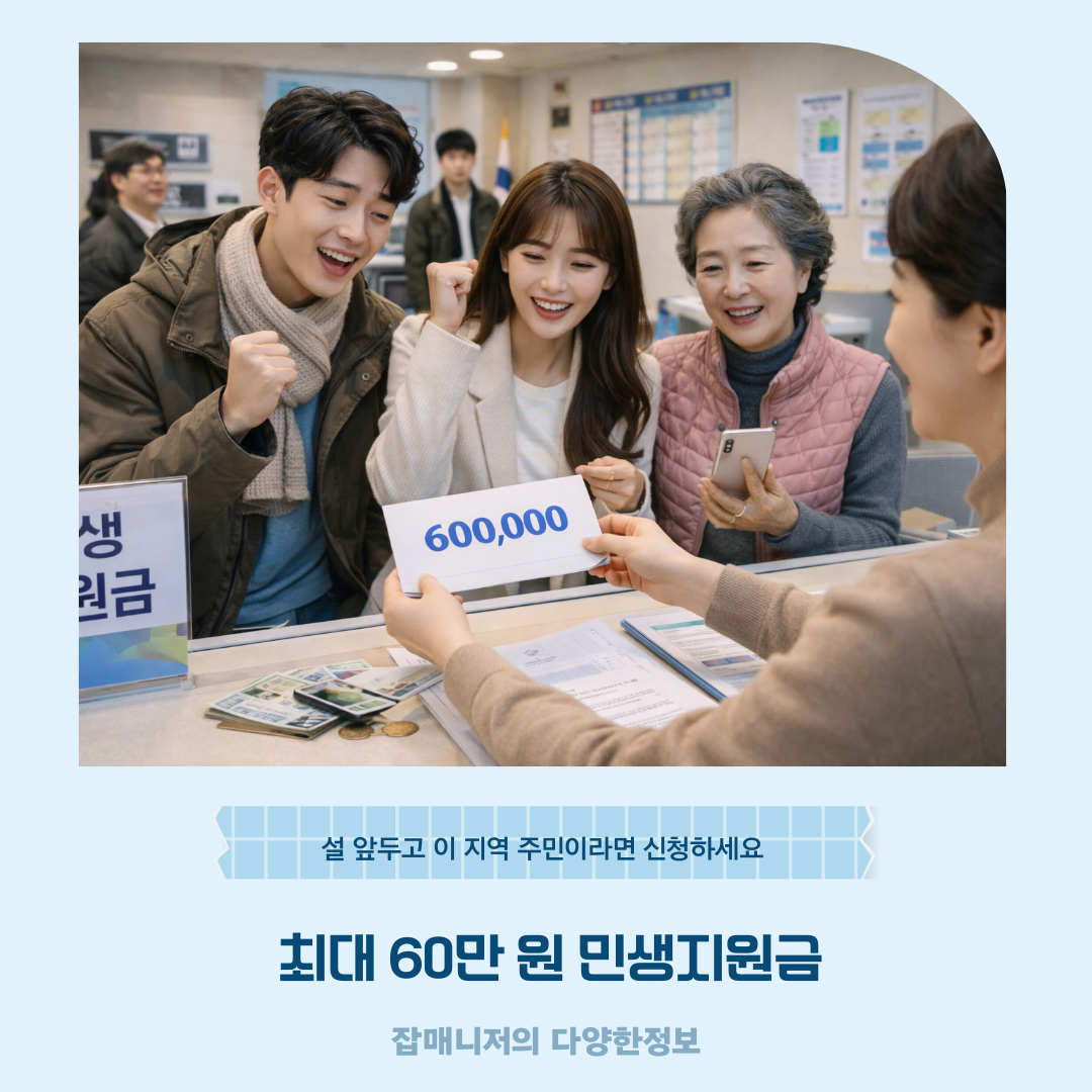 최대 60만 원 민생지원금, 설 앞두고 이 지역 주민이라면 신청하세요