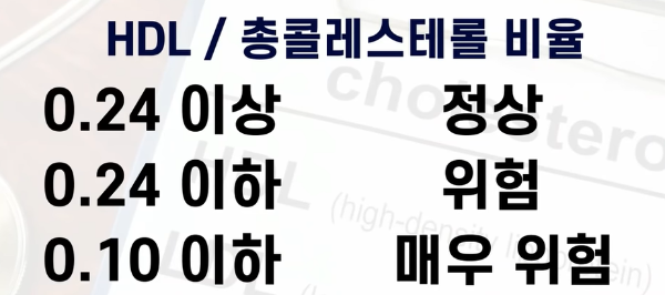 HDL / 총콜레스테롤 비율 <닥터조의 건강이야기 중에서>
