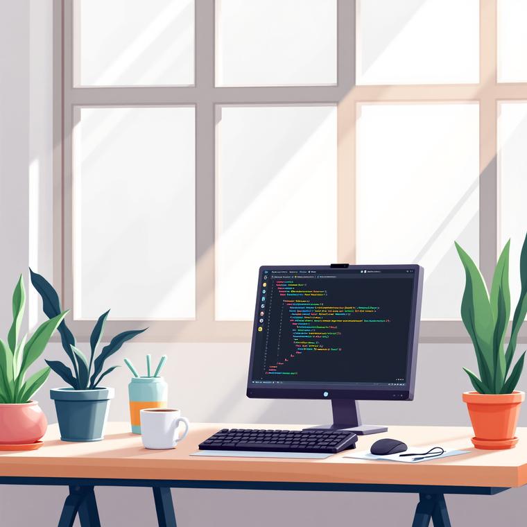 모니터 화면으로 보이는 코딩 작업 모습