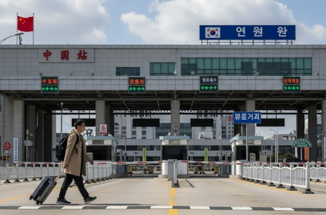 중국인 입국후 공항 사진