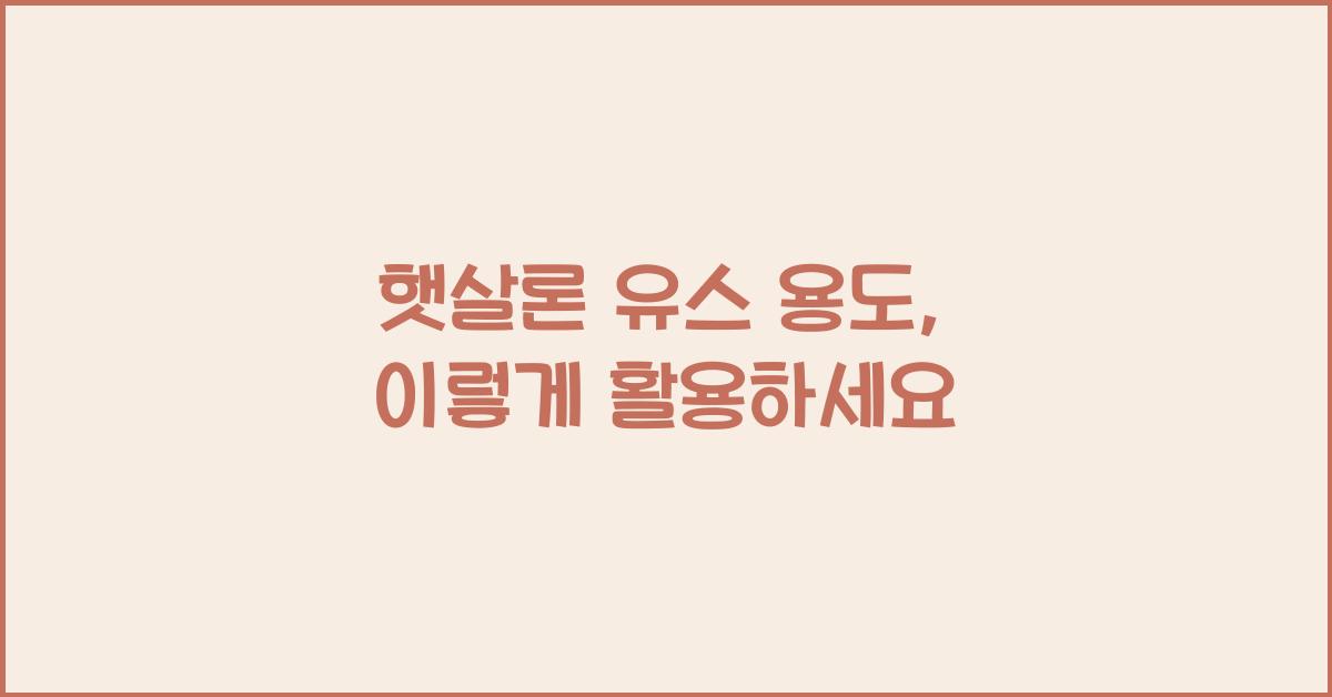 햇살론 유스 용도