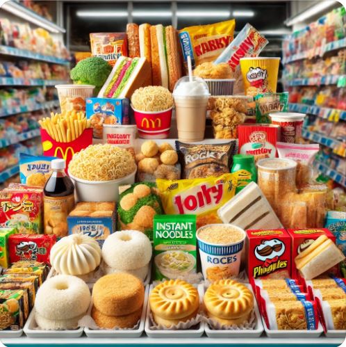 다양한 종류의 편의점 음식