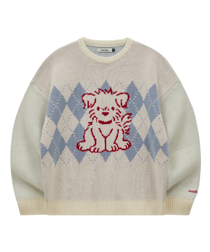 {니트} 1박2일 시즌4 317회 :: 유선호 / 와이케이 WAIKEI 강아지 아가일 니트 스웨터