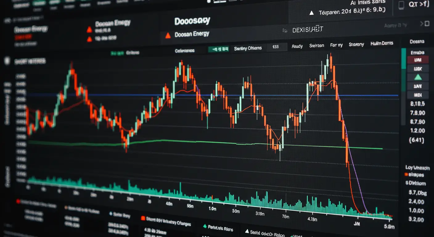 증권사 HTS 화면에 표시된 두산에너빌리티 주가 차트와 공매도 현황