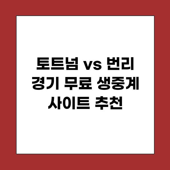 토트넘 경기일정 번리 경기 무료 생중계 보는 법