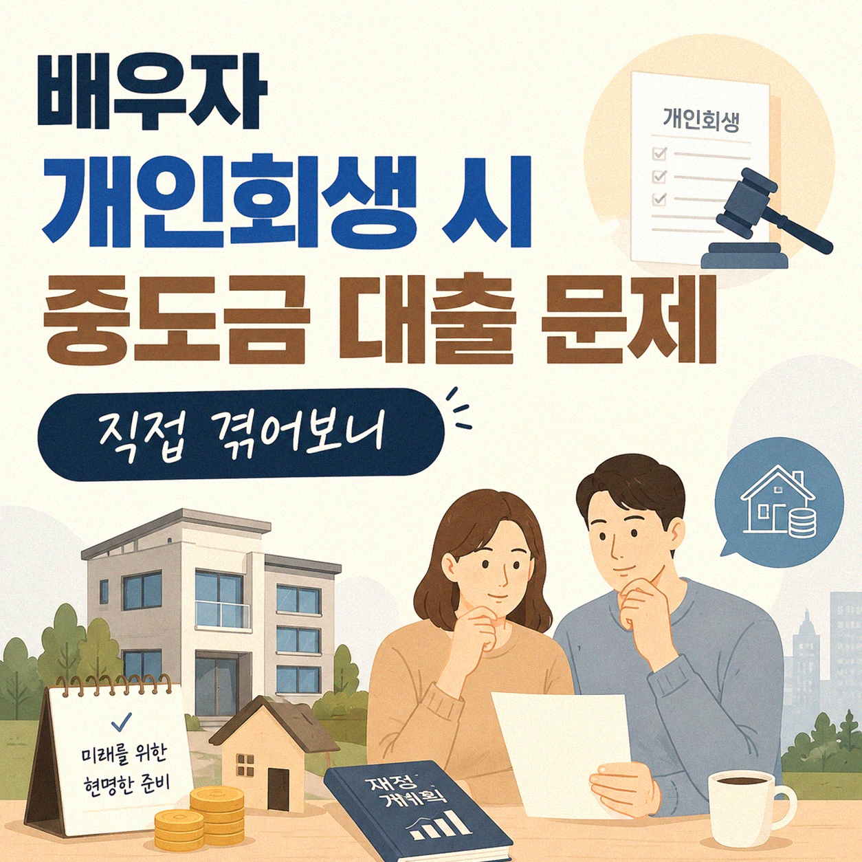 배우자 개인회생 신청 시 중도금 대출 문제 어떻게 되나요?