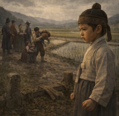 조준의 어린 시절, 땅을 빼앗긴 소년이 과전법으로 나라를 세우기까지. 어린 시절의 조준이 땅을 빼앗기는 사람들을 보며 언젠간 내가 바로 잡겠다는 다짐을 하는 장면.