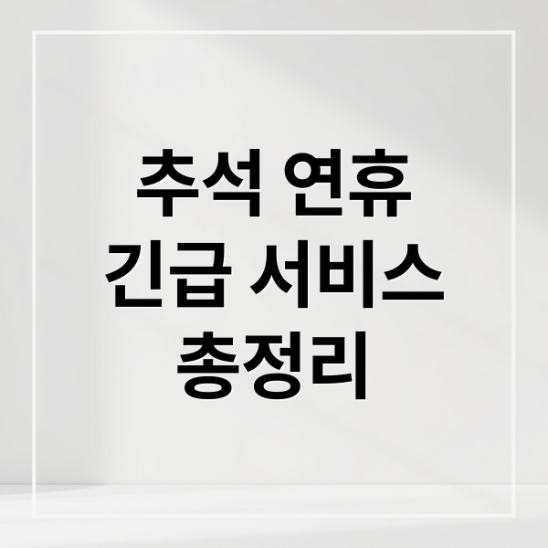 추석 연휴, 응급&middot;돌봄&middot;수리까지! 든든한 24시간 긴급 서비스 총정리