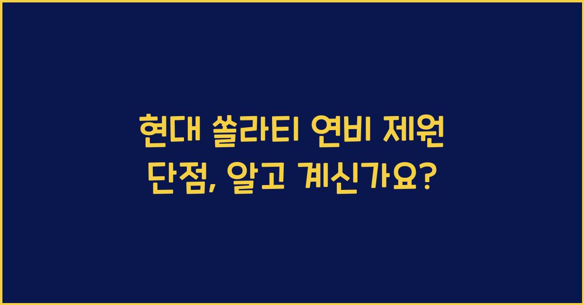 현대 쏠라티 연비 제원 단점