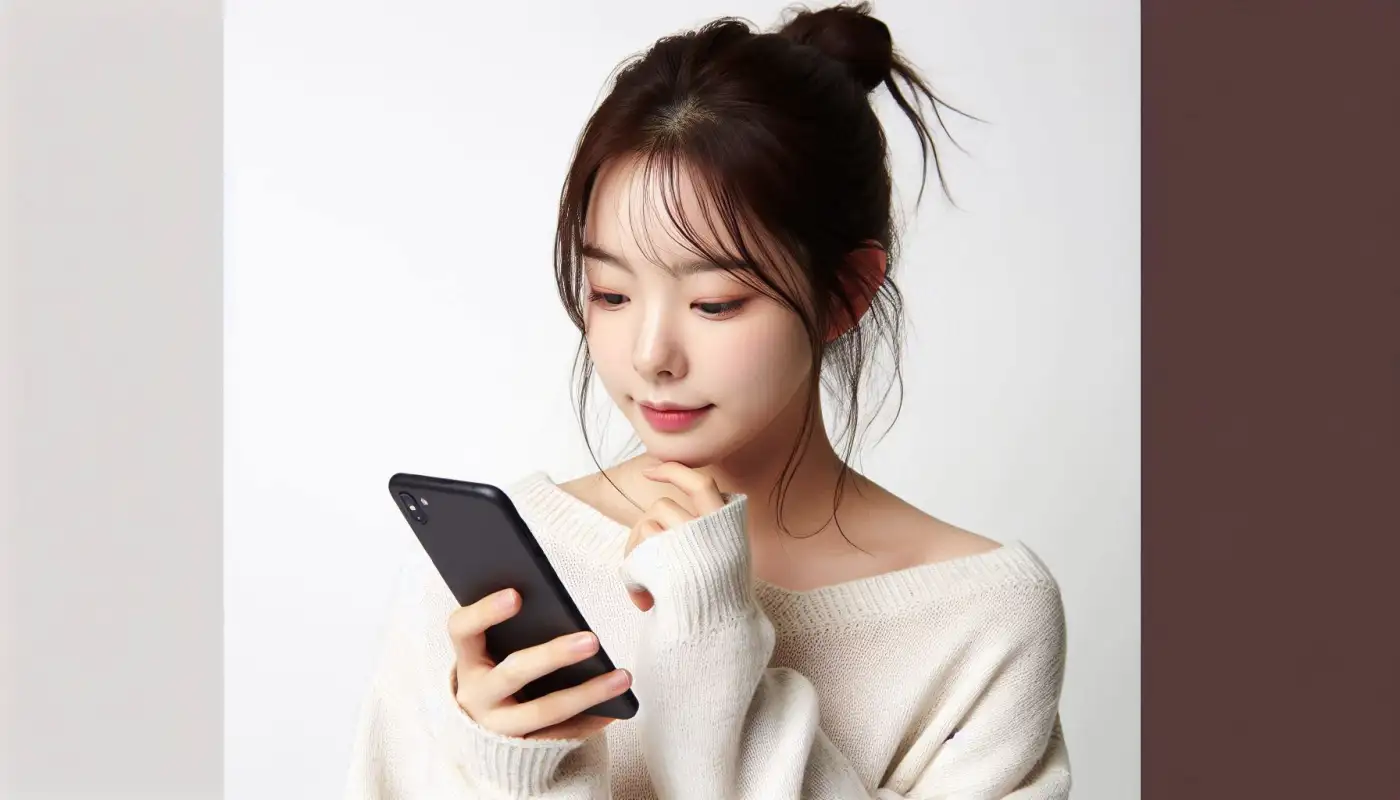 왓츠앱-사용법을-알아보는-여성의-모습