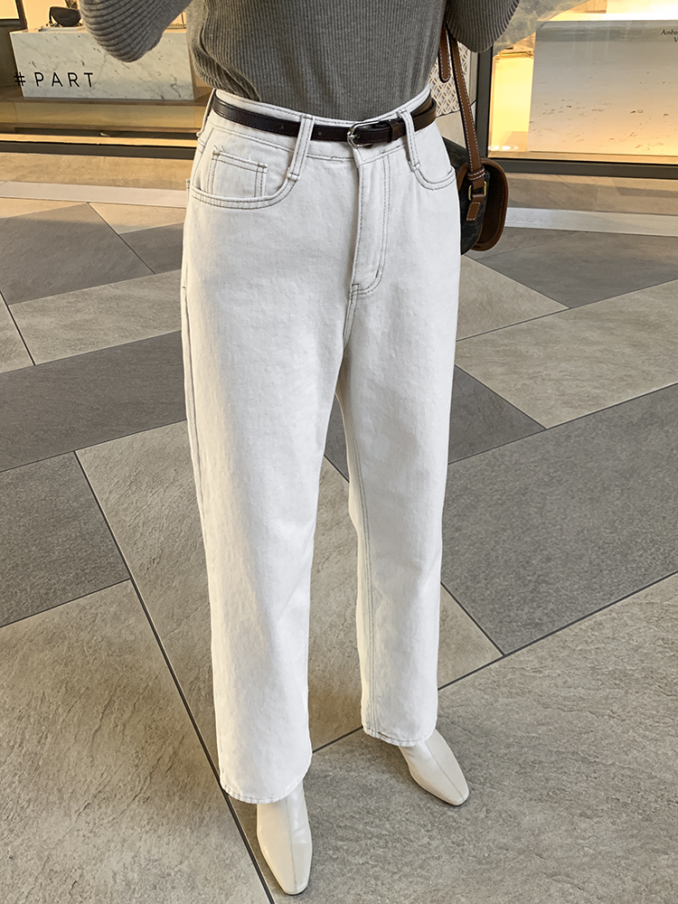 모건 기모 코튼 하이웨스트 와이드 팬츠