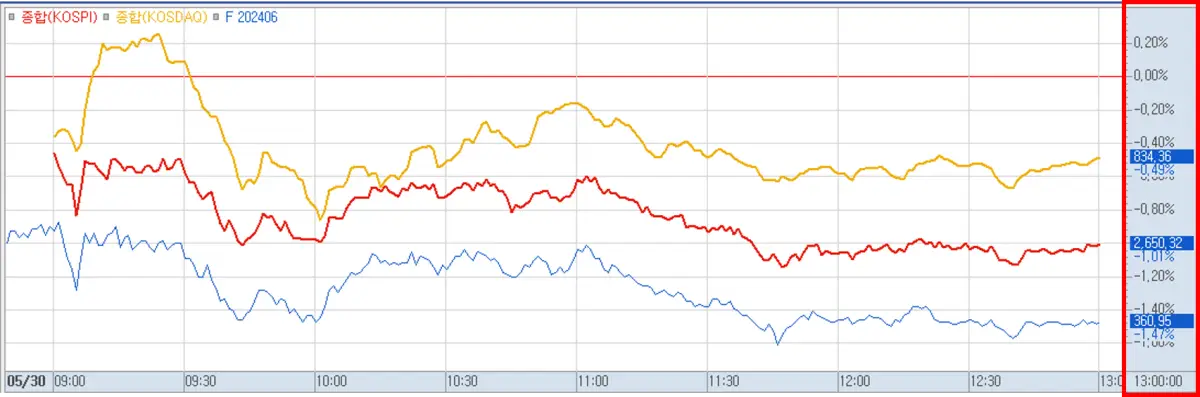 시장 당일 등락률 차트 변형