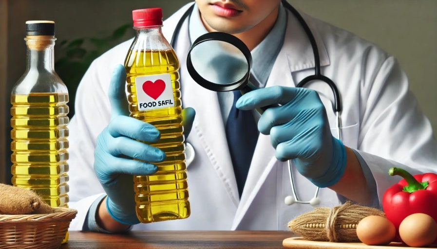 기름을 확인하는 모습