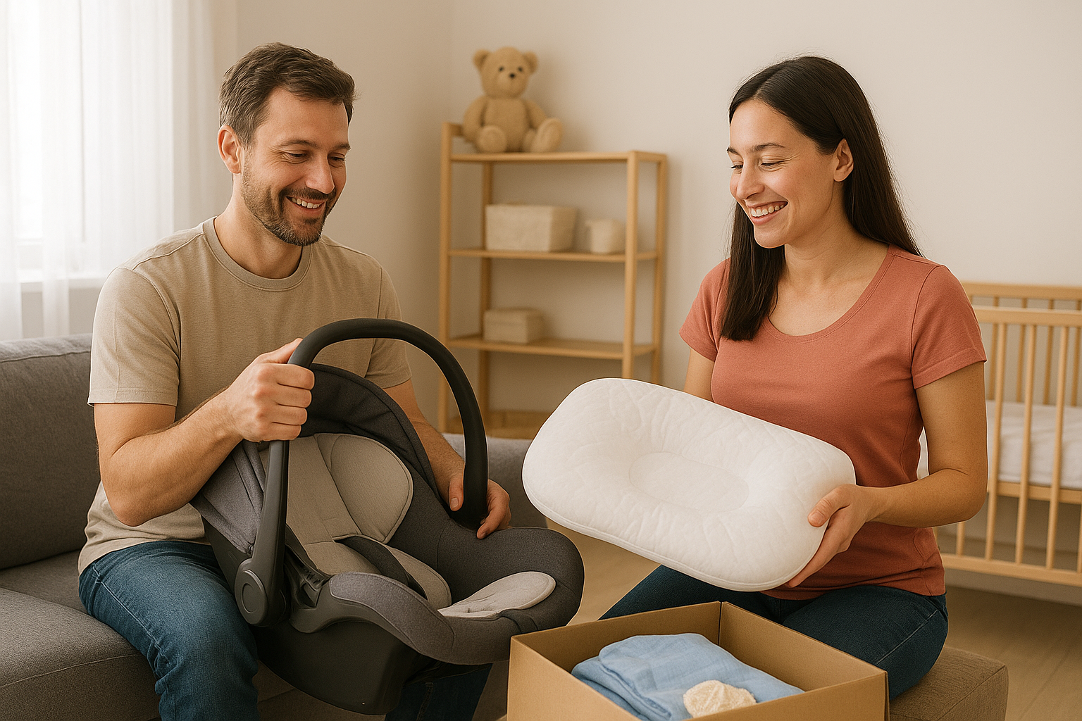 부부가 중고로 물건 구입하는 이미지