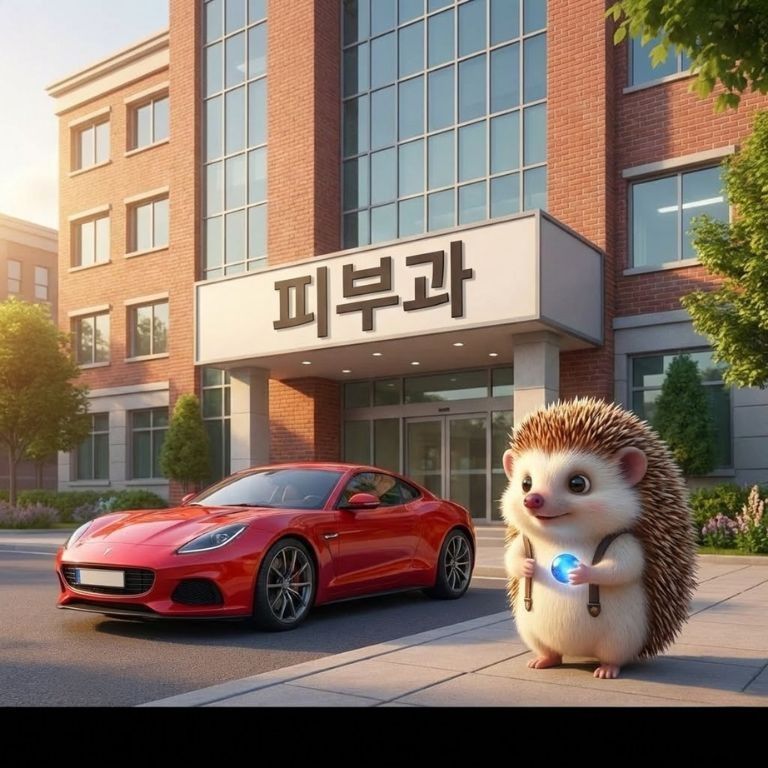 도치가 피부과 병원 진료를 받기 위해 병원에 도착한 모습