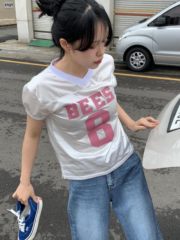 롤리 메탈 져지 퍼프 반팔 티셔츠 2colors