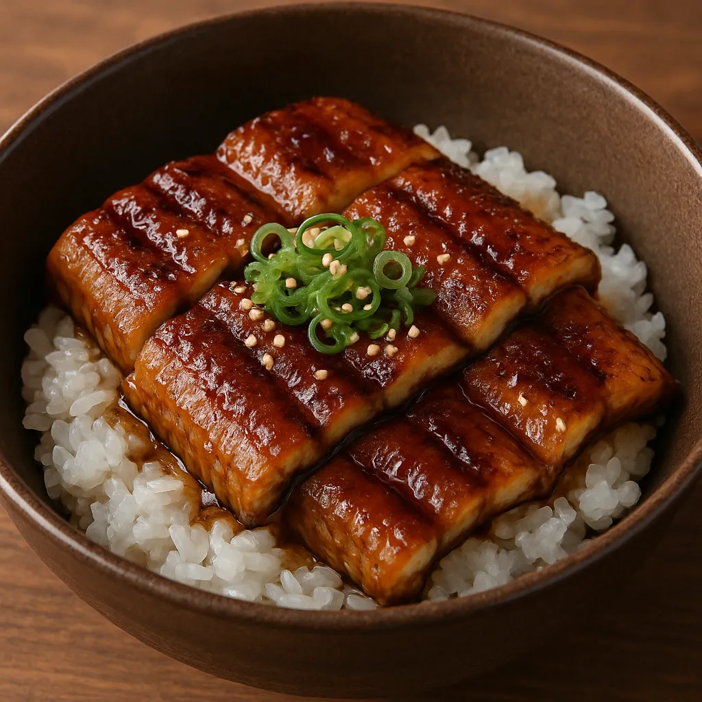 밥 위에 윤기나는 장어가 올려진 장어덮밥