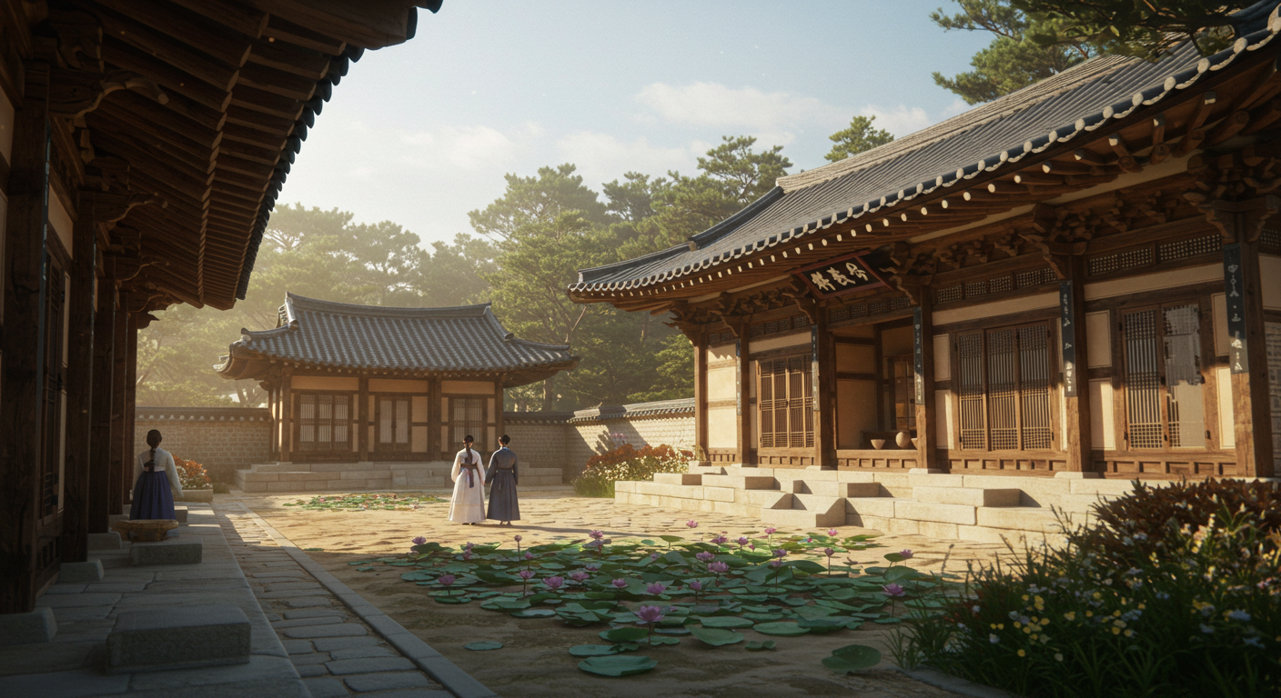 강릉 선교장의 300년 역사를 지닌 전통 한옥 고택 전경