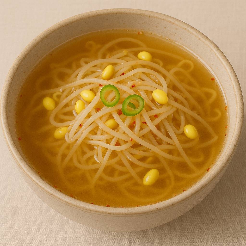 파와 고춧가루가 올려진 전통 콩나물 해장국