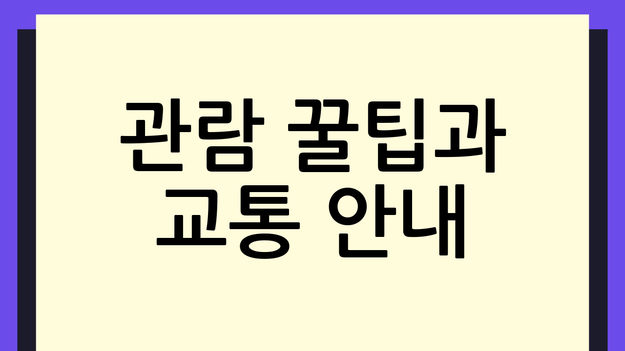 관람 꿀팁과 교통