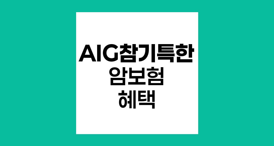 AIG참기특한암보험의 핵심 혜택과 특징