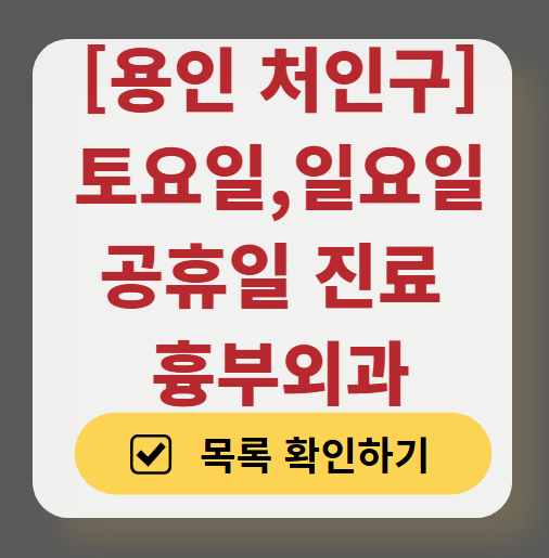 용인시 처인구 주말 토요일 일요일 흉부외과 진료 병원 목록 ❘ 공휴일 진료 영업 병원 리스트 찾기