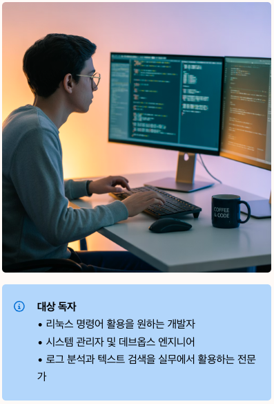 리눅스 grep 명령어 개요 - 대상 독자 정리 이미지