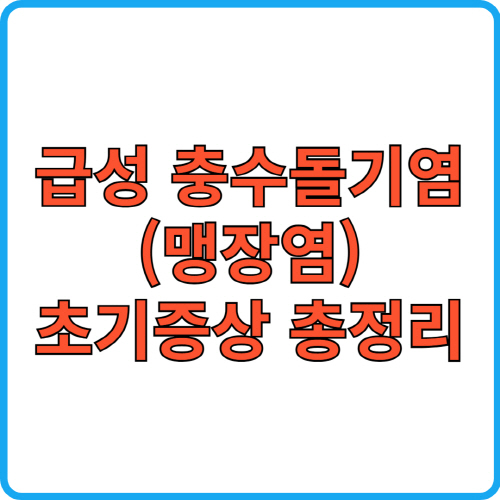 급성 충수돌기염(맹장염) 초기증상 총정리