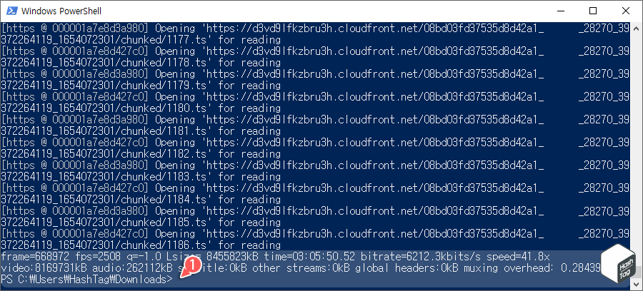 ffmpeg 다운로드는 정상 완료