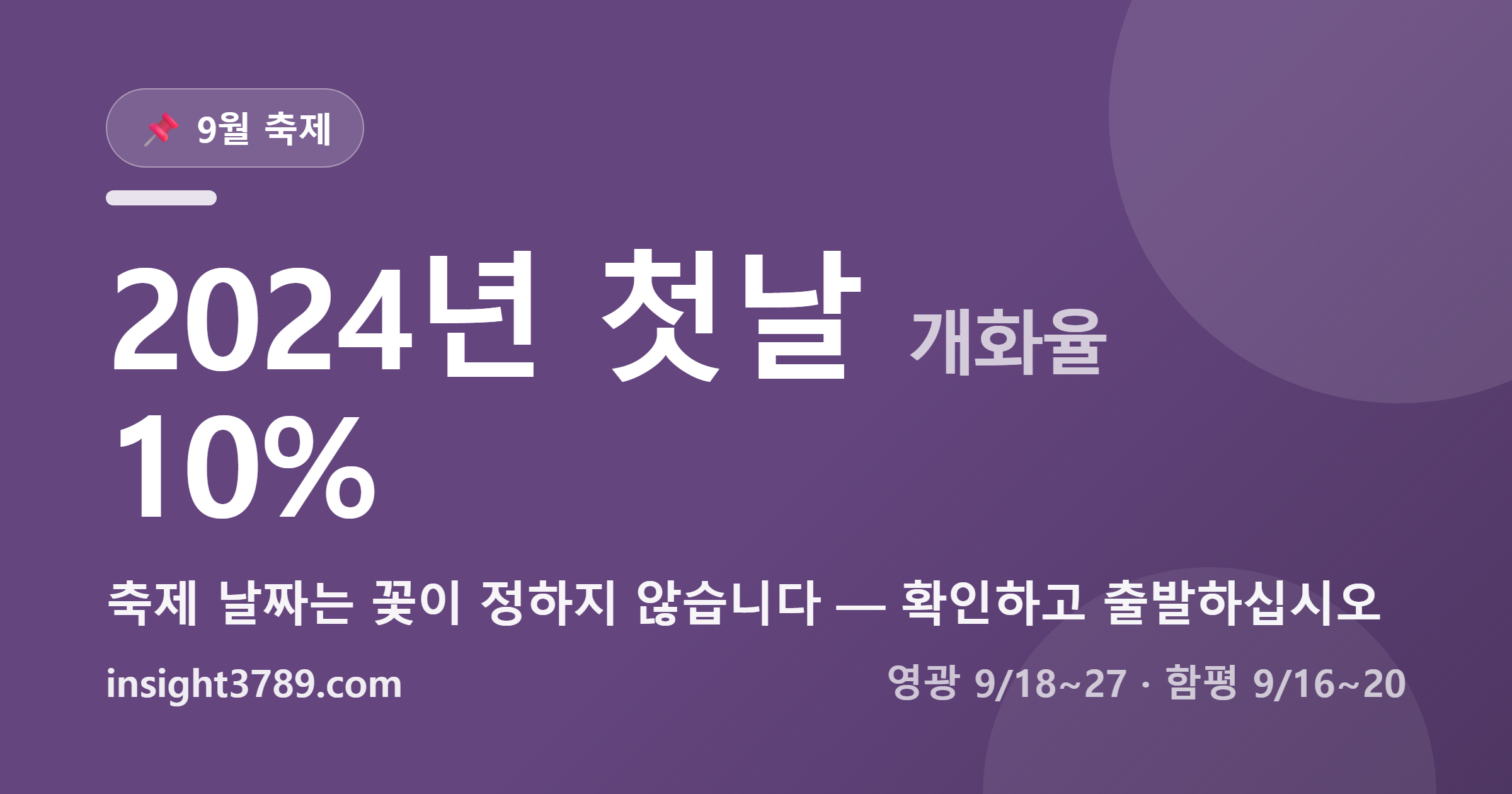 꽃무릇 개화시기 &mdash; 2024년 축제 첫날 개화율은 10%였습니다, 올해 첫날은 9월 18일입니다