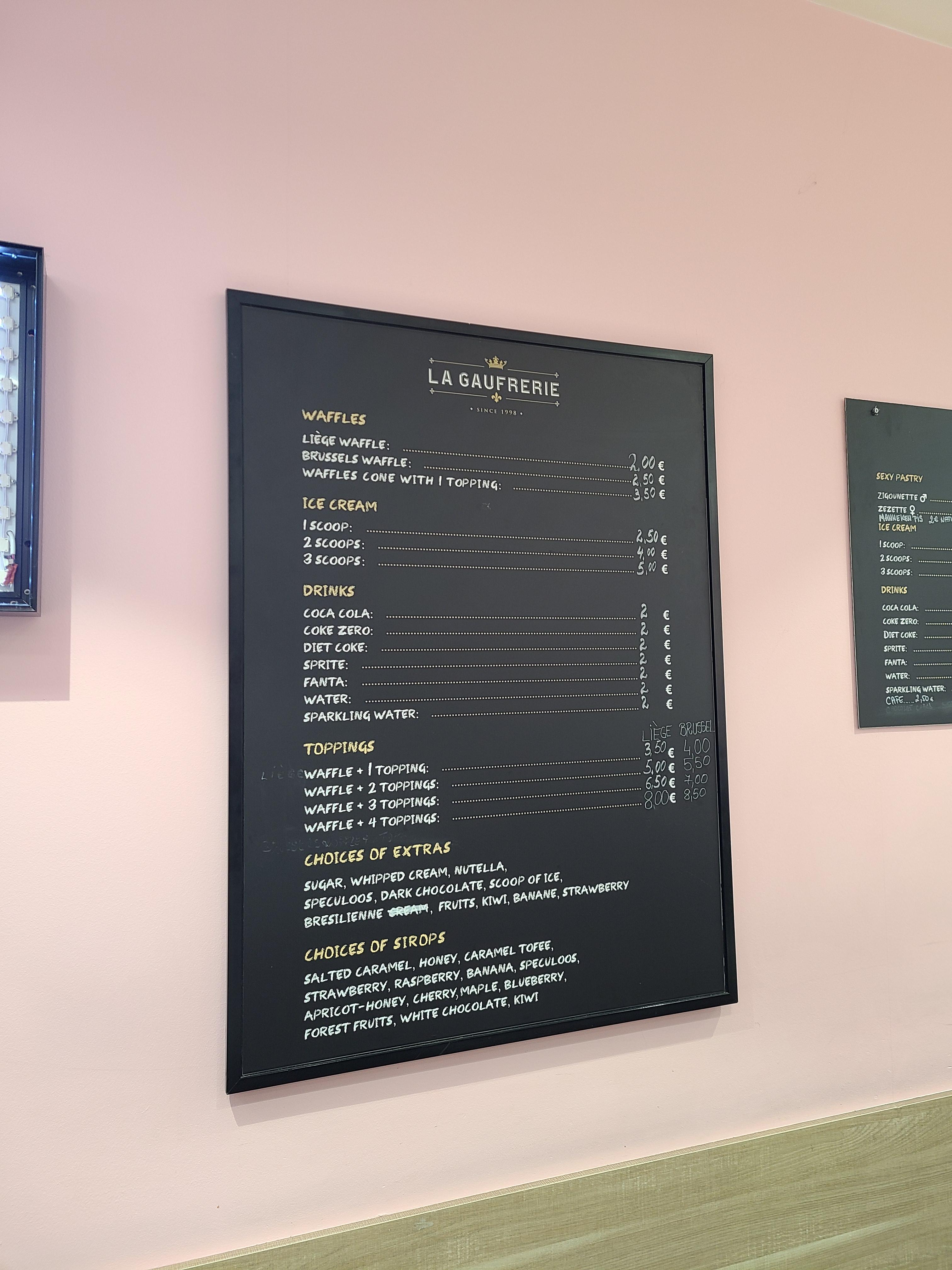 la gaufrerie 와플 가게 메뉴판