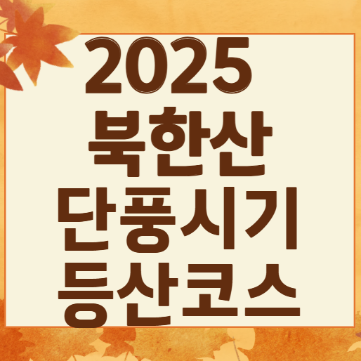 2025 북한산 단풍 절정 날짜 공개! 가을 등산 초보자 코스 & 꿀팁