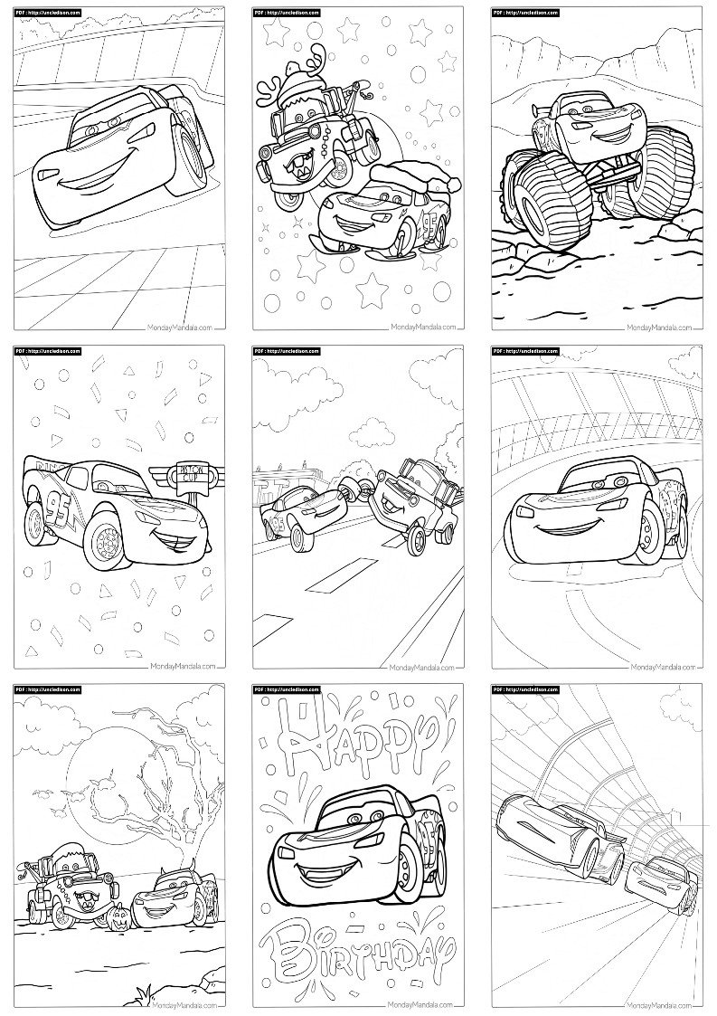 카 색칠공부 디즈니 픽사 도안