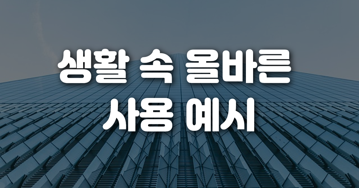 생활 속 올바른 사용 예시