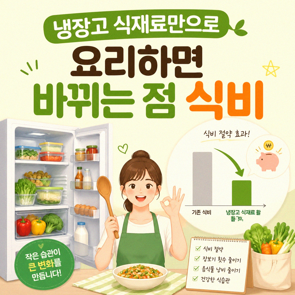 냉장고 속 재료만으로 요리했을 때 생긴 변화들